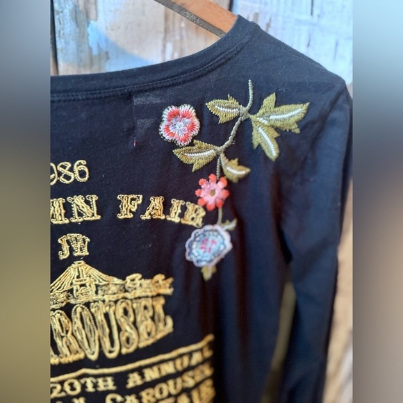 Johnny Was LA Vintage Carousel Horse Embroidered Shirt Black Size Small Fair - Picture 9 of 14